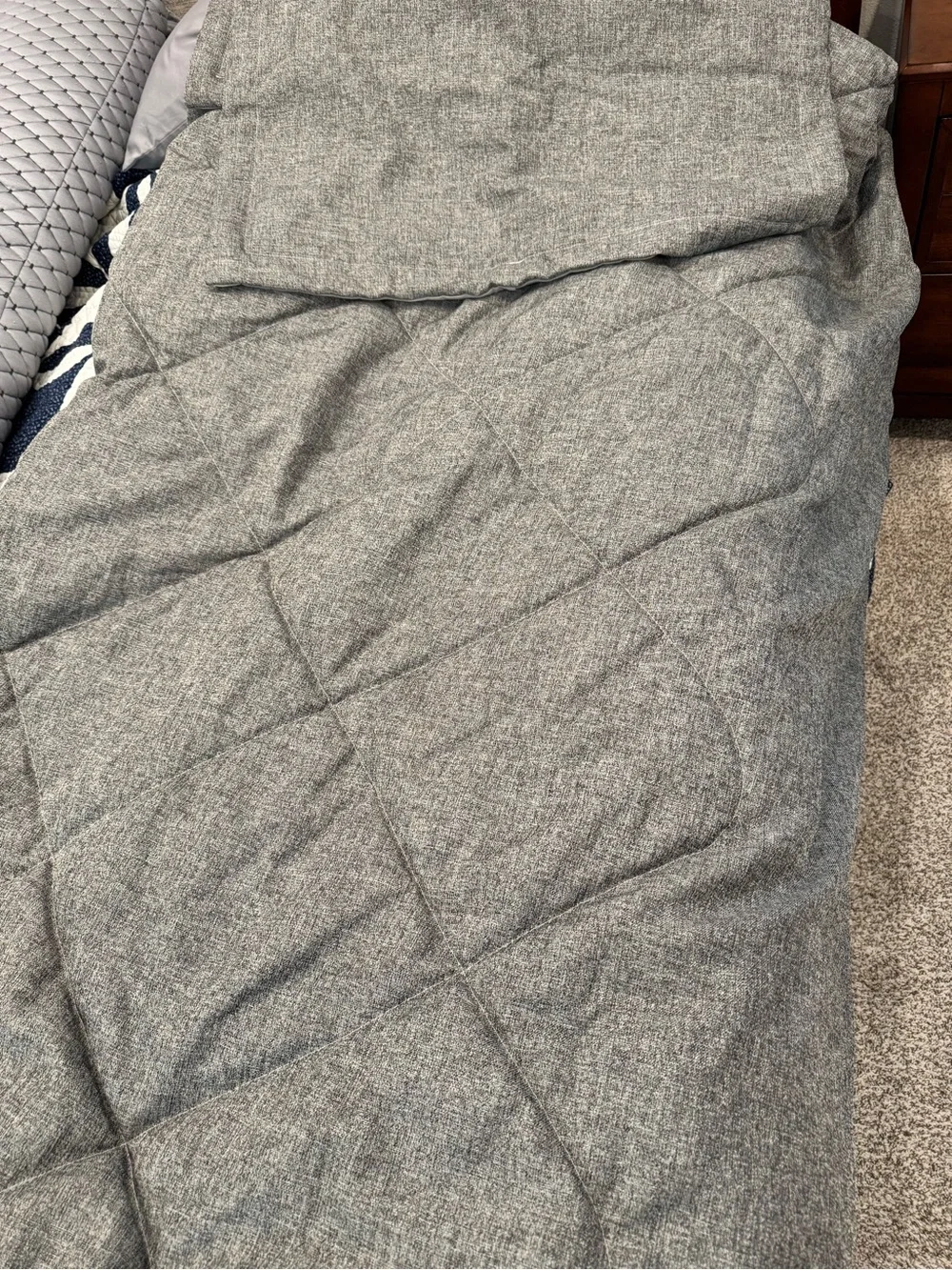 Gray Quilted Comforter & Shams- Camper Queen